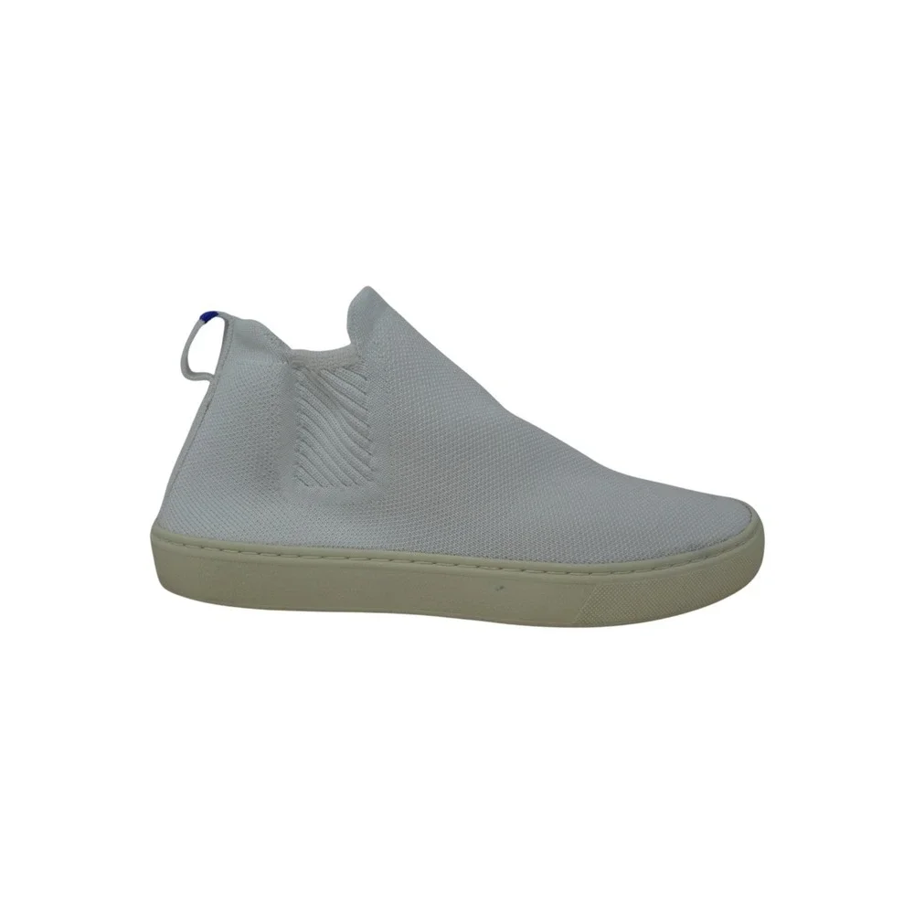 Rothy's The Chelsea Sneaker Boot Women Size 8 White Knit Slip On Washable Shoes